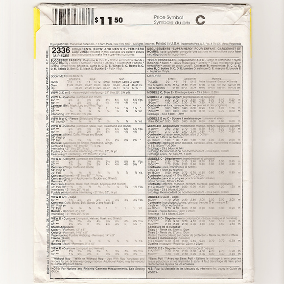 Childs Super Hero Costume-Sewing Pattern-Batman - Picture 4 of 4